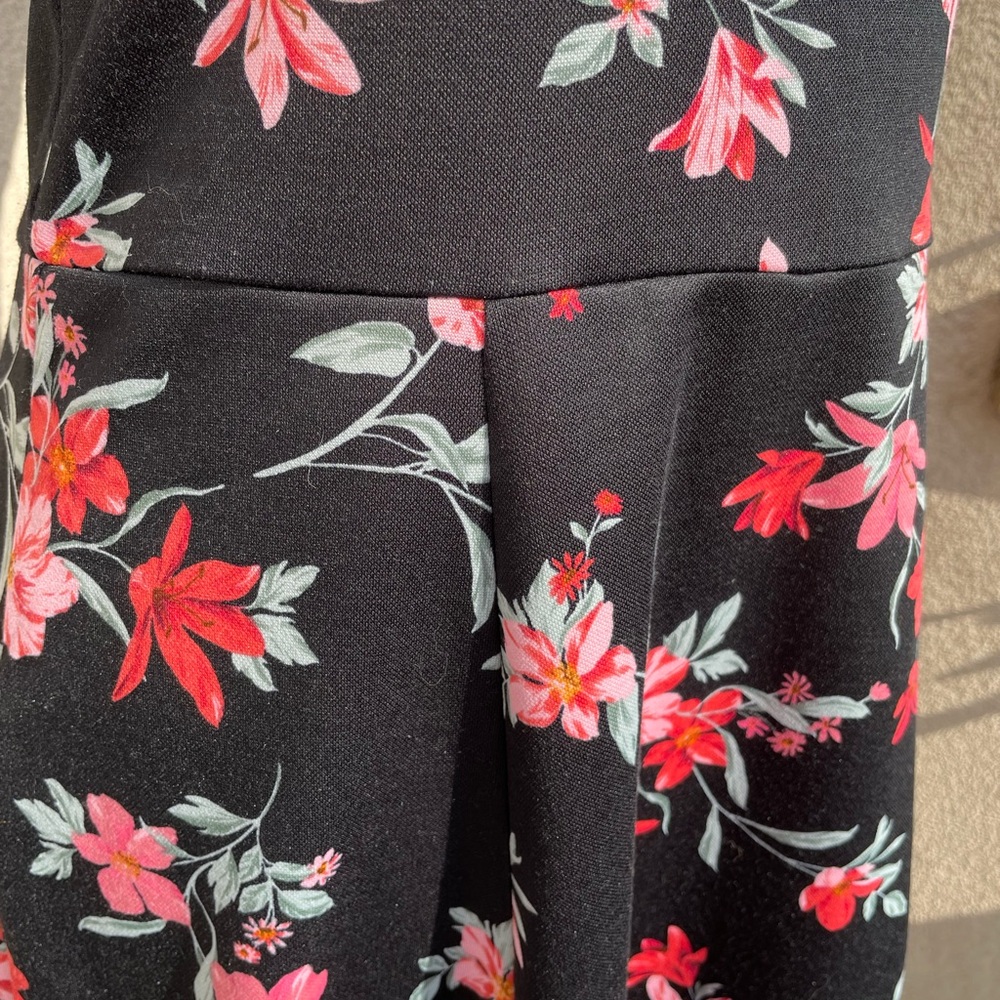 H&M Black Floral Mini Sun Jersey Dress Size 8 - Picture 7 of 9